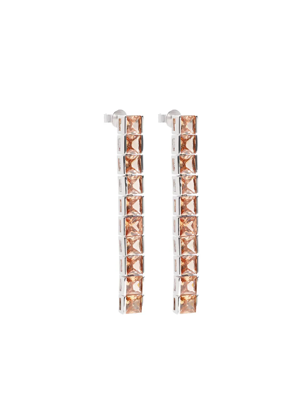 Izabel Display Tennis square-stone earrings | Silver | Image 1