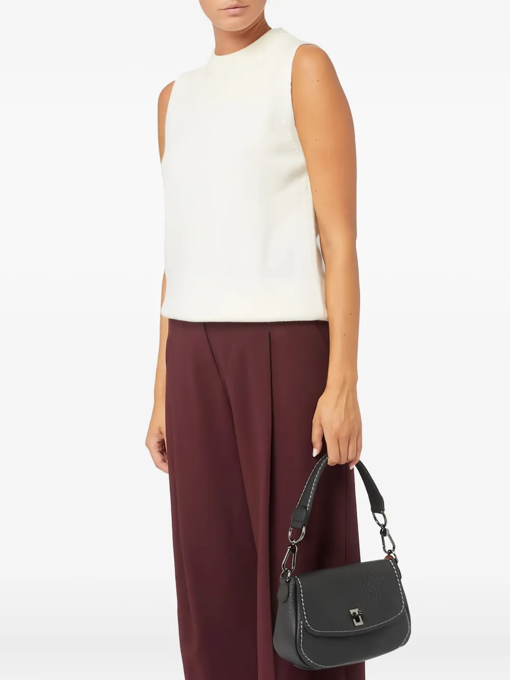 VISONA` leather shoulder bag - Zwart