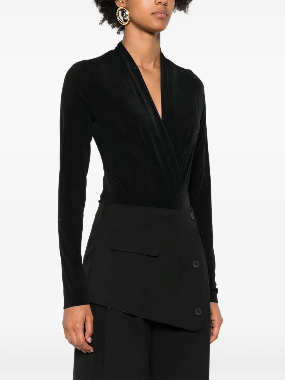 Eleh Wrap-effect Bodysuit In Black