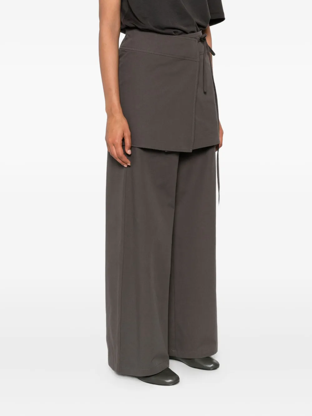 Eleh Wrap-effect Layered Trousers In Gray