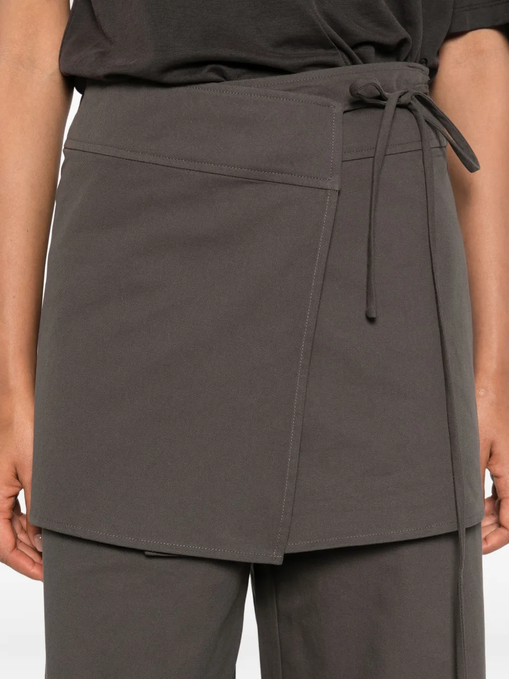 Eleh Wrap-effect Layered Trousers In Gray
