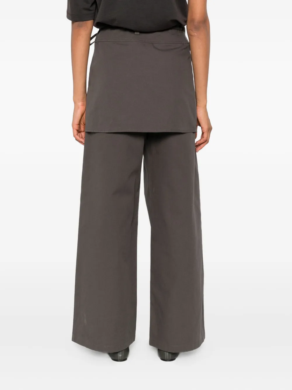 Eleh Wrap-effect Layered Trousers In Gray