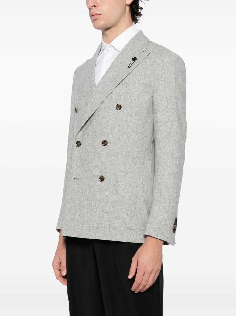 Lardini Double-breasted Blazer In Gray