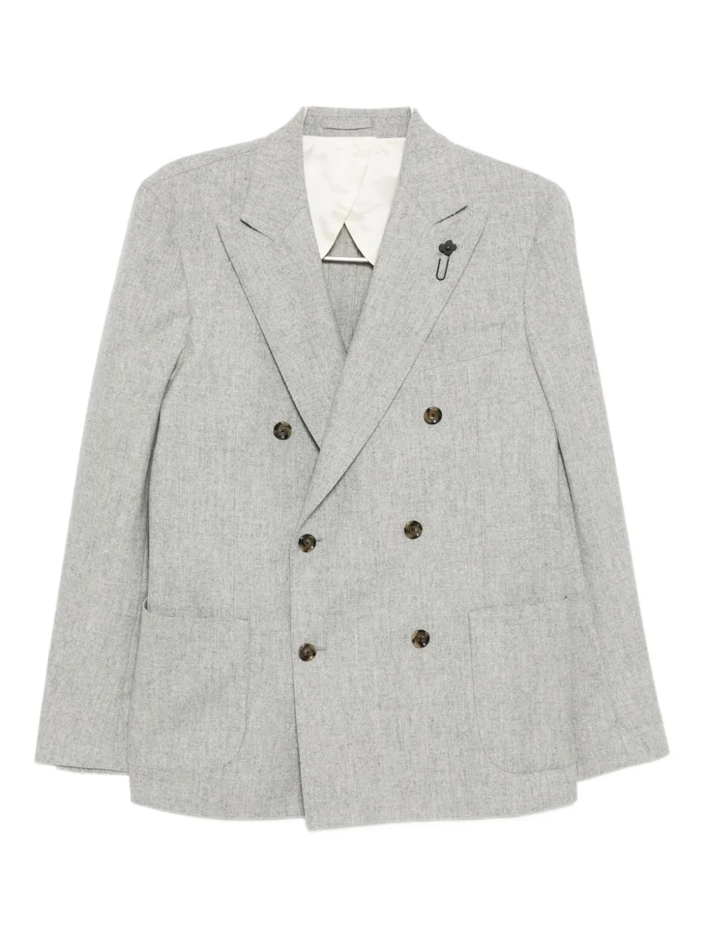 Lardini Double-breasted Blazer In Gray
