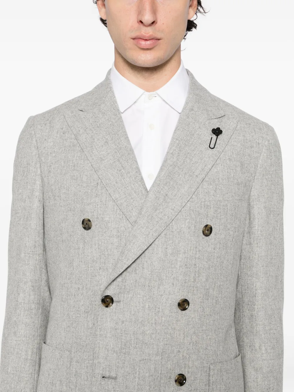 Lardini Double-breasted Blazer In Gray