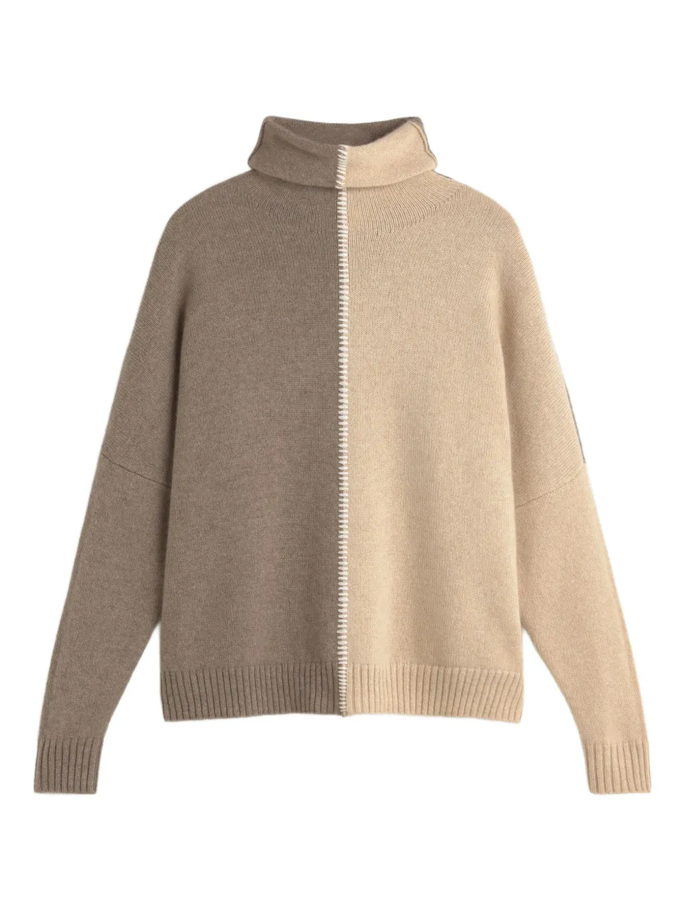 Kujten Colour-block Sweater In Brown
