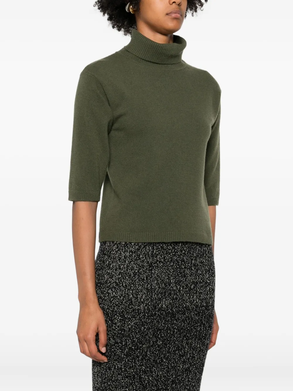 Daniele Fiesoli Turtleneck Half-sleeve Sweater In Green