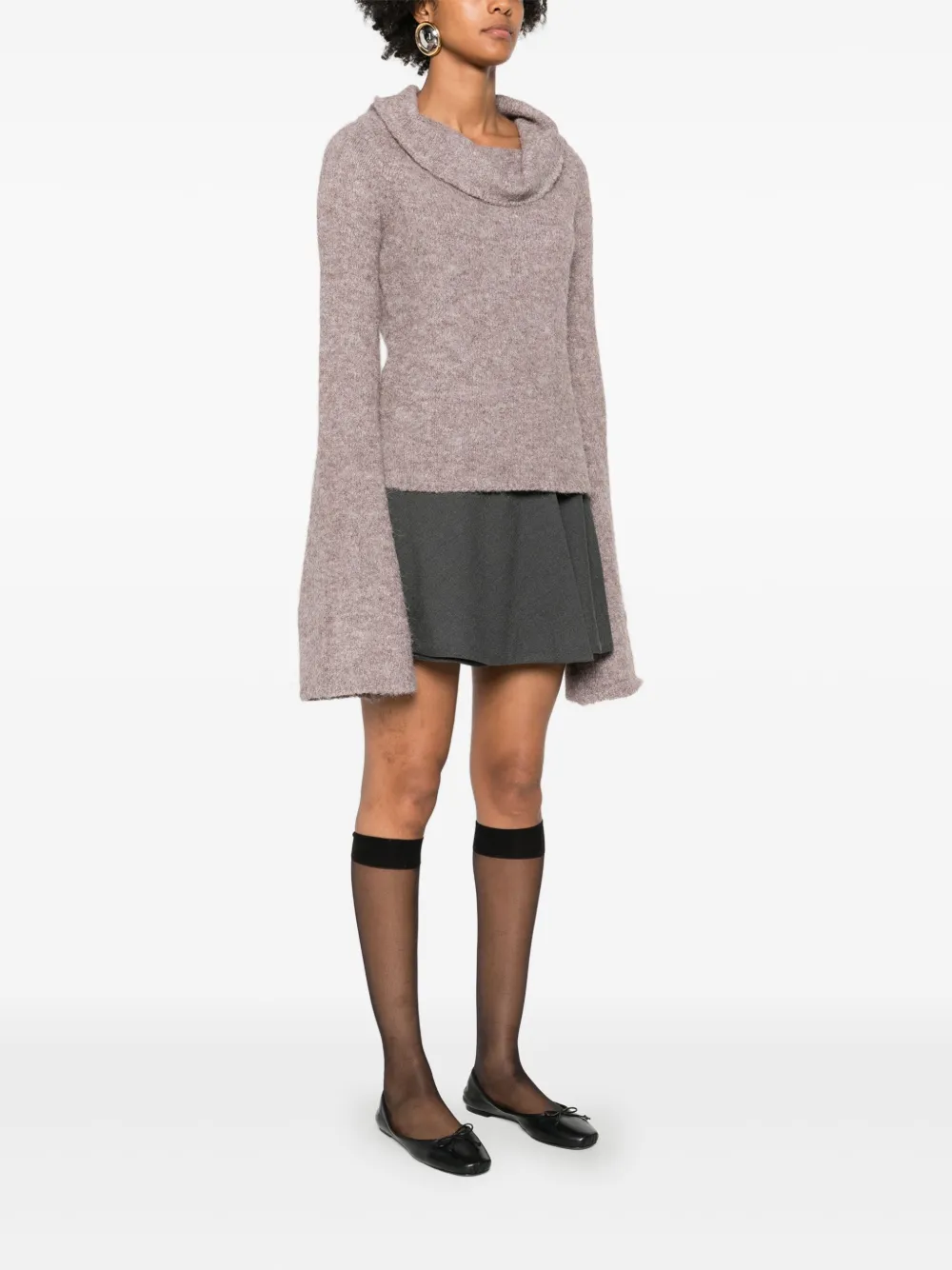Eleh Turtleneck Wide-sleeve Sweater In Neutral