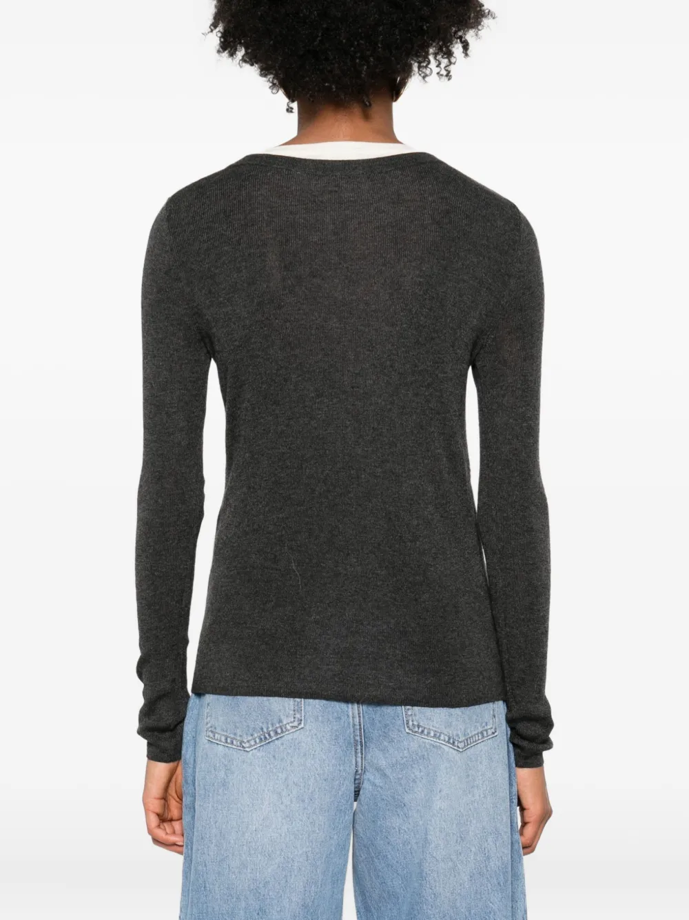 Eleh Layered V-neck Top In Gray