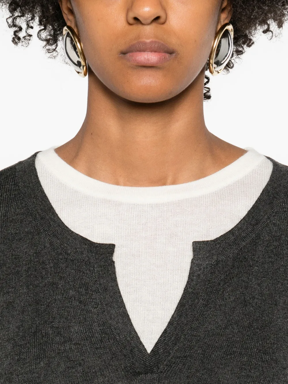 Eleh Layered V-neck Top In Gray