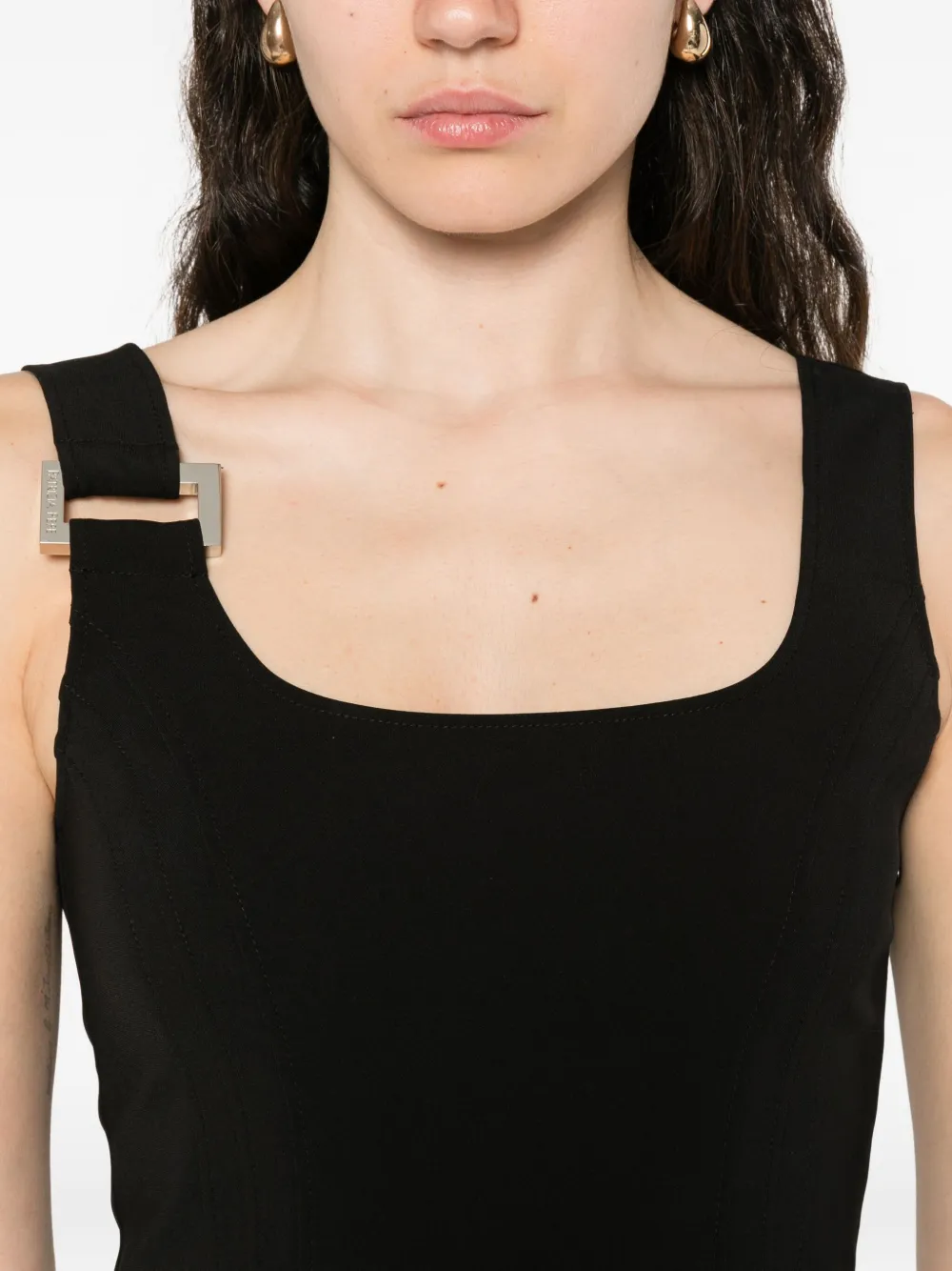 Patrizia Pepe Midi-jurk met vierkante hals Zwart