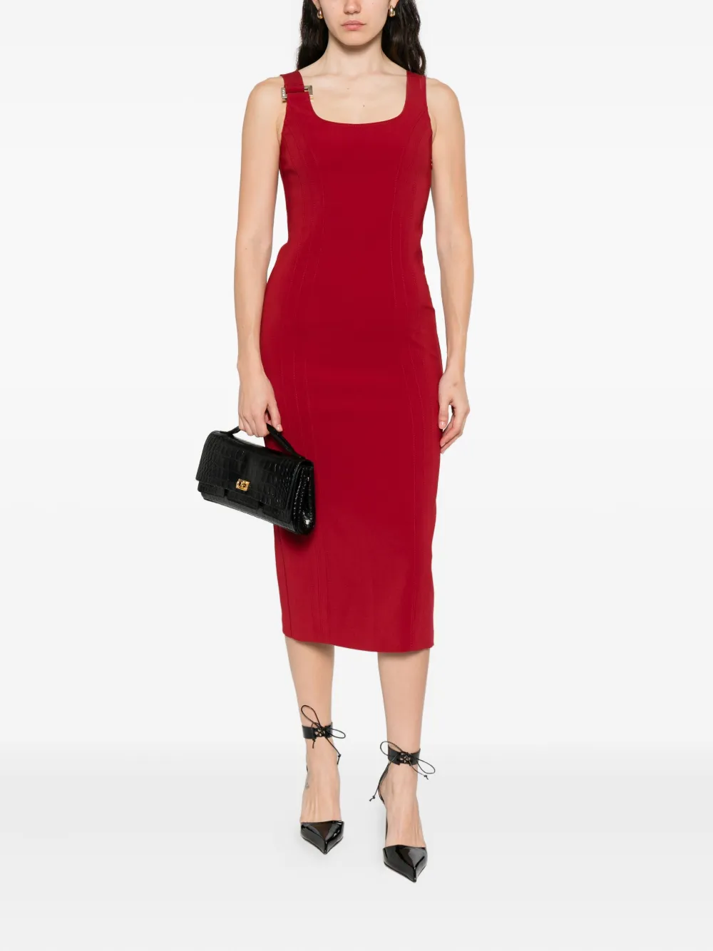 Patrizia Pepe buckle-detail fitted dress - Rood
