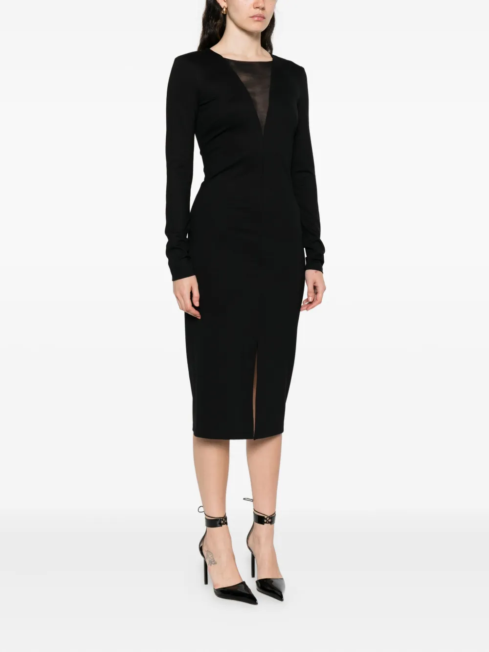 Patrizia Pepe Jurk met dubbele rij knopen en vlakken Zwart