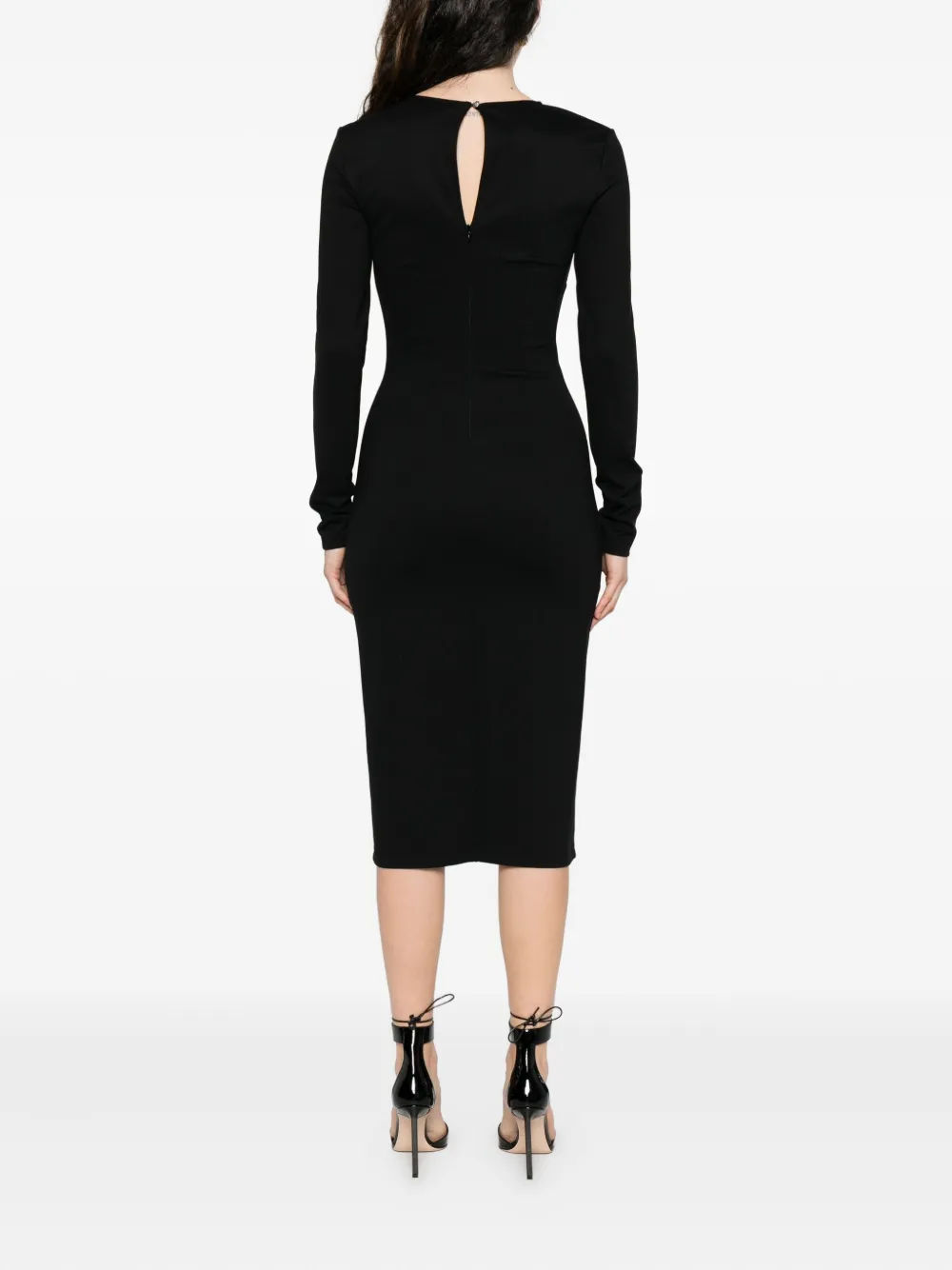 Patrizia Pepe Jurk met dubbele rij knopen en vlakken Zwart