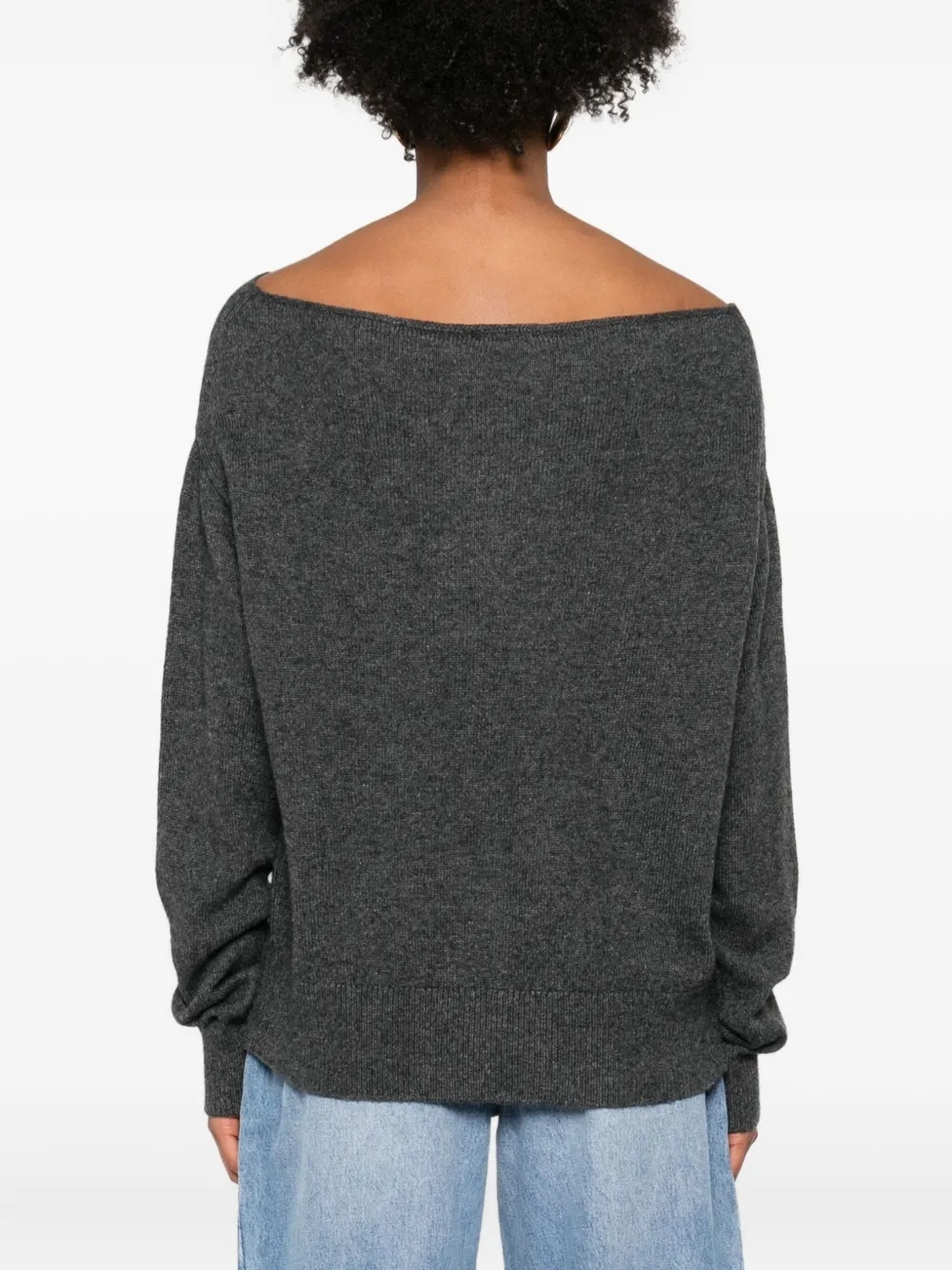 Eleh Boat-neck Cotton Sweater In Gray
