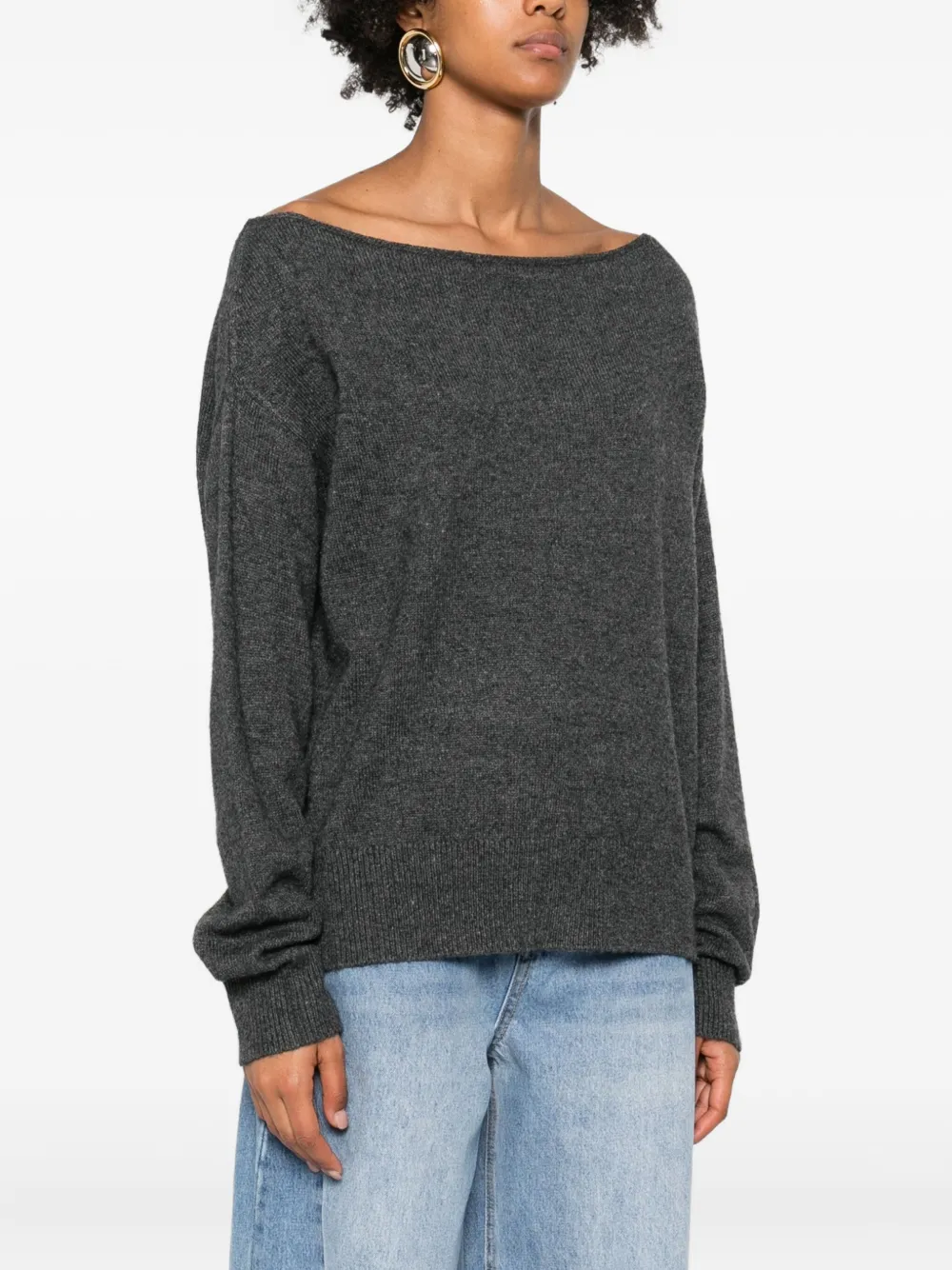 Eleh Boat-neck Cotton Sweater In Gray