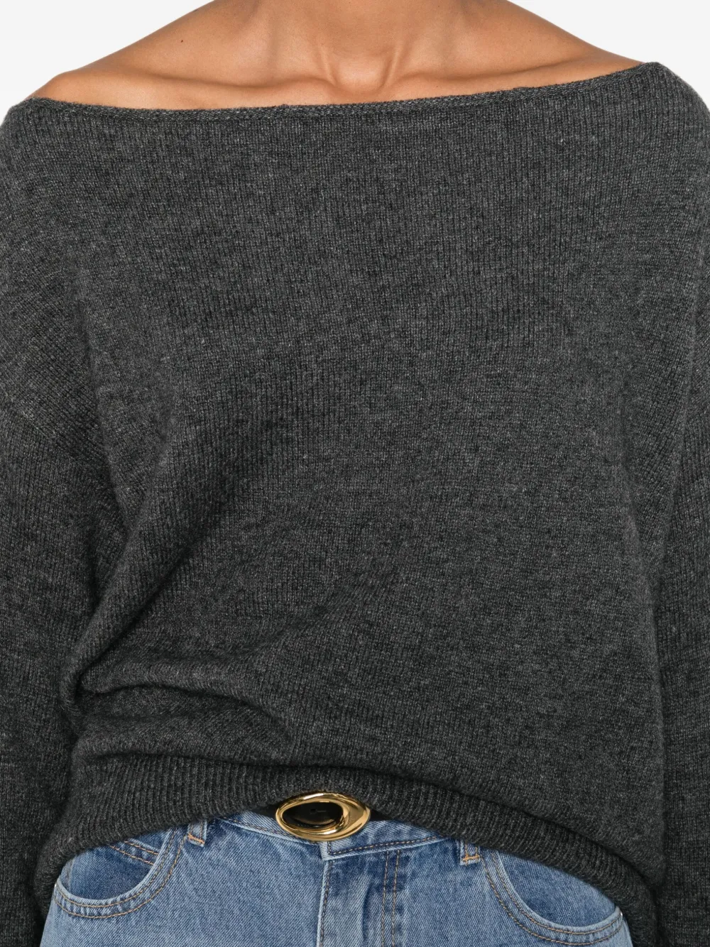 Eleh Boat-neck Cotton Sweater In Gray