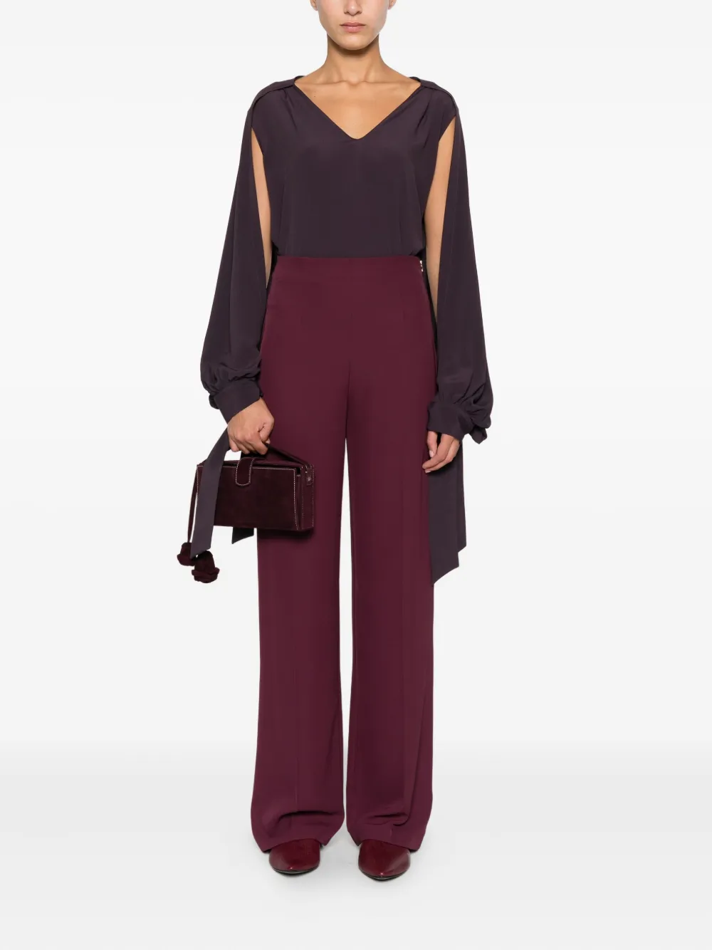 Patrizia Pepe high-waisted wide-leg trousers - Paars