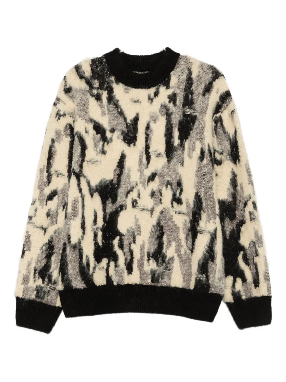 Federico Cina Abstract-print Crew-neck Sweater In Black