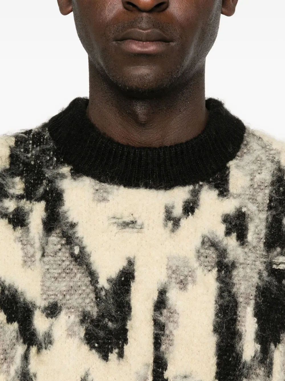 Federico Cina Abstract-print Crew-neck Sweater In Black