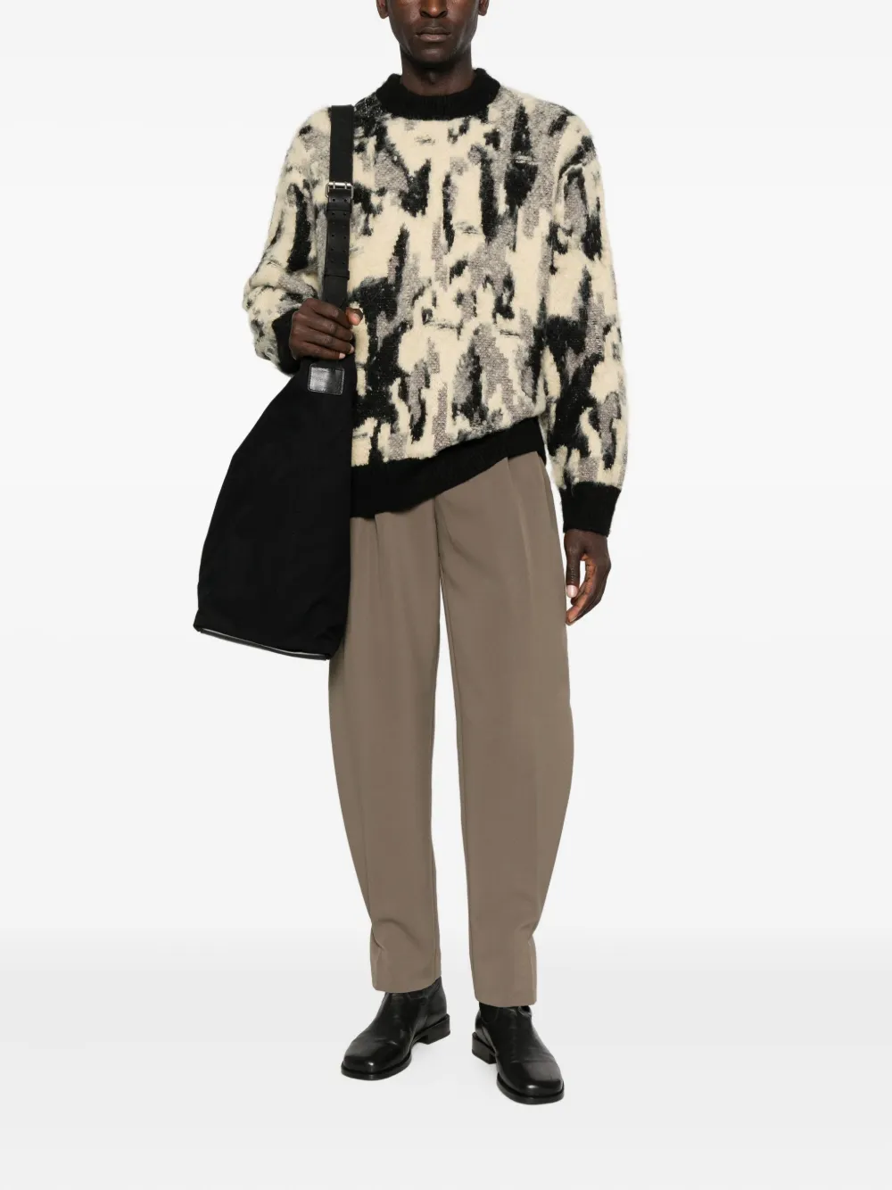 FEDERICO CINA abstract-print crew-neck sweater - Beige
