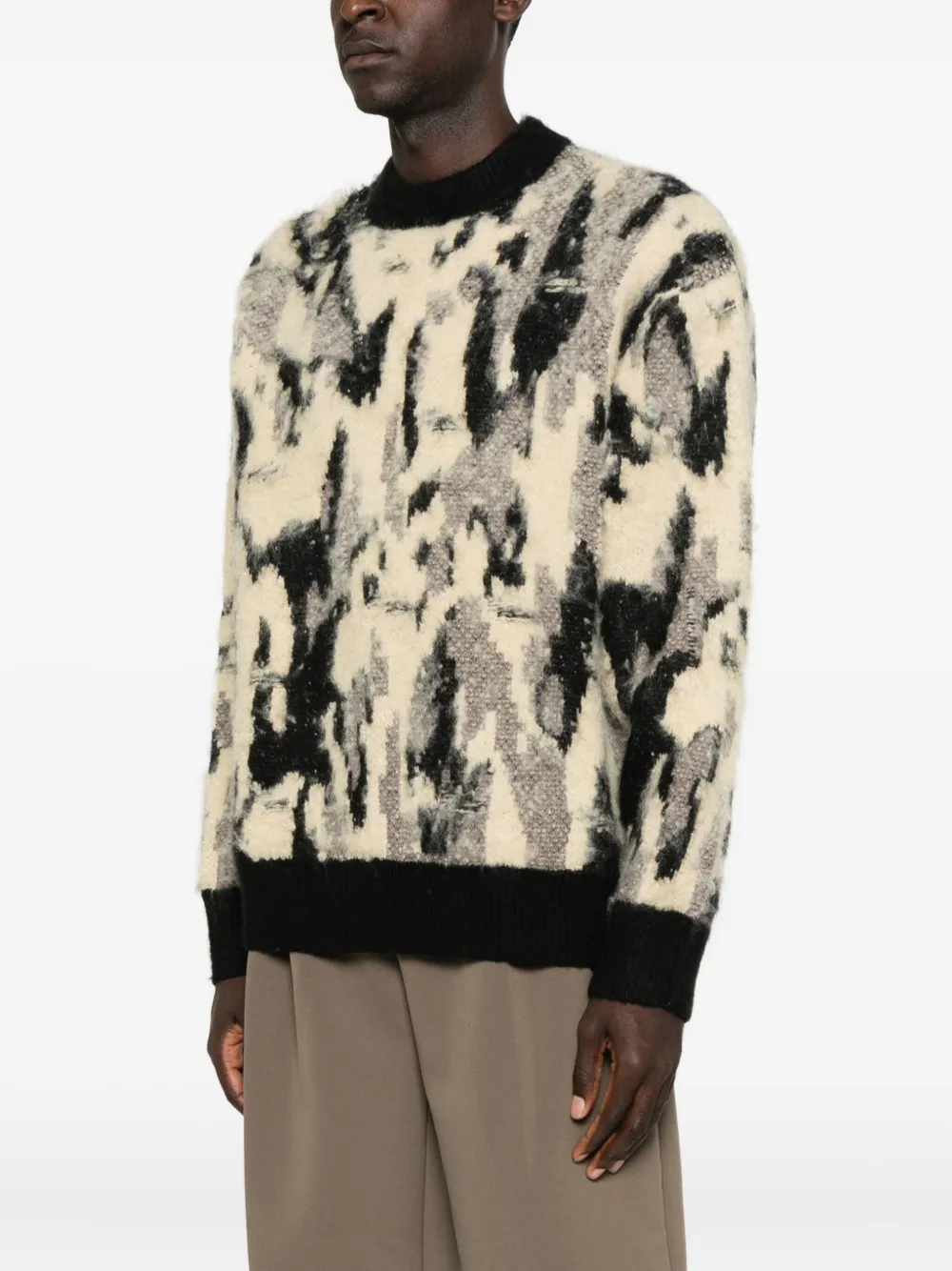 Federico Cina Abstract-print Crew-neck Sweater In Black