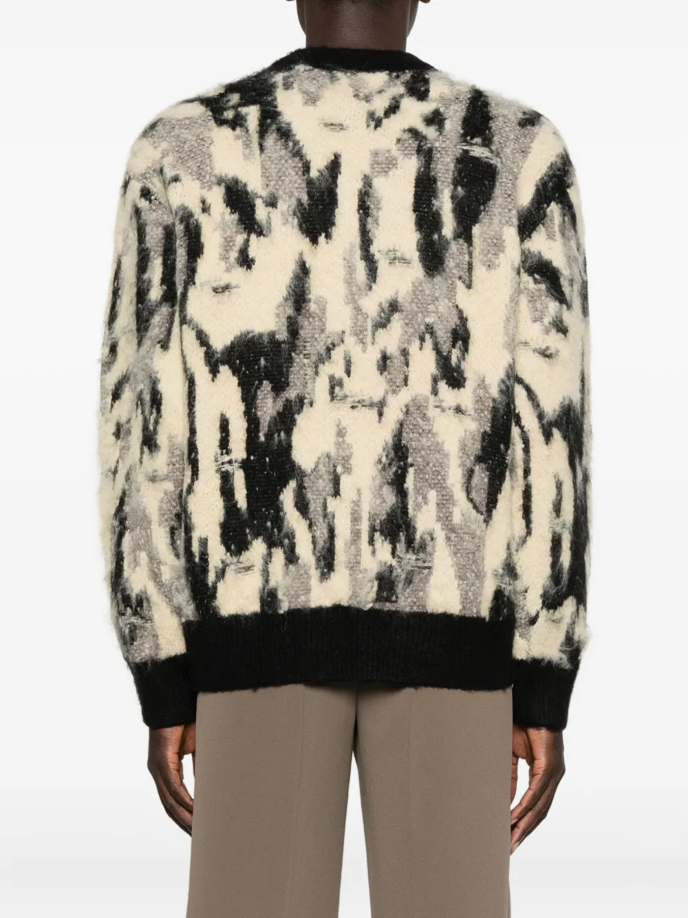 Federico Cina Abstract-print Crew-neck Sweater In Black