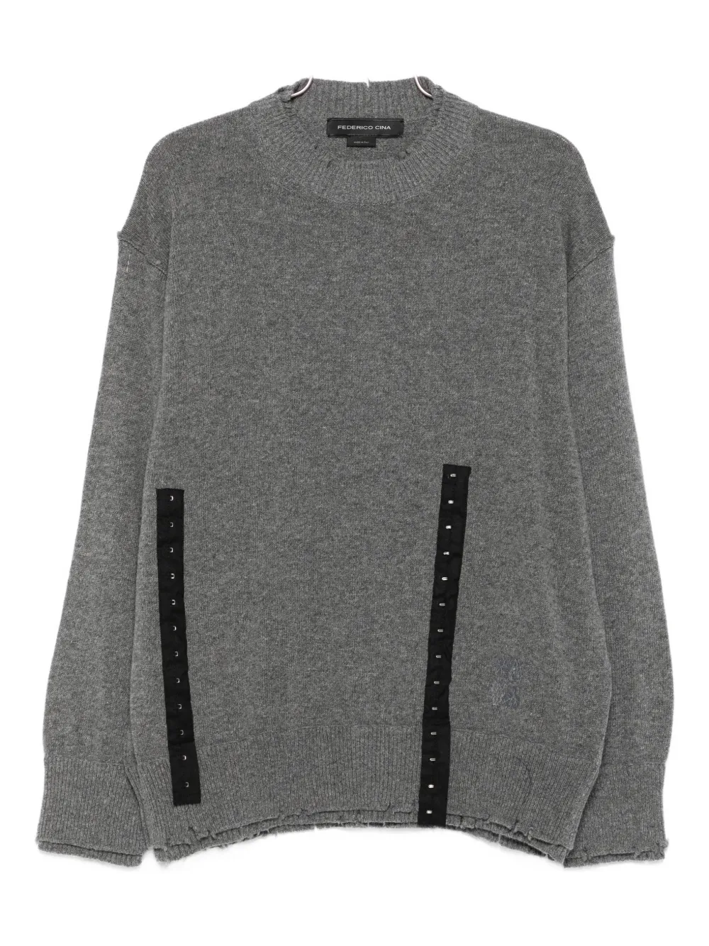 Federico Cina Button-embellished Frayed Sweater In Gray
