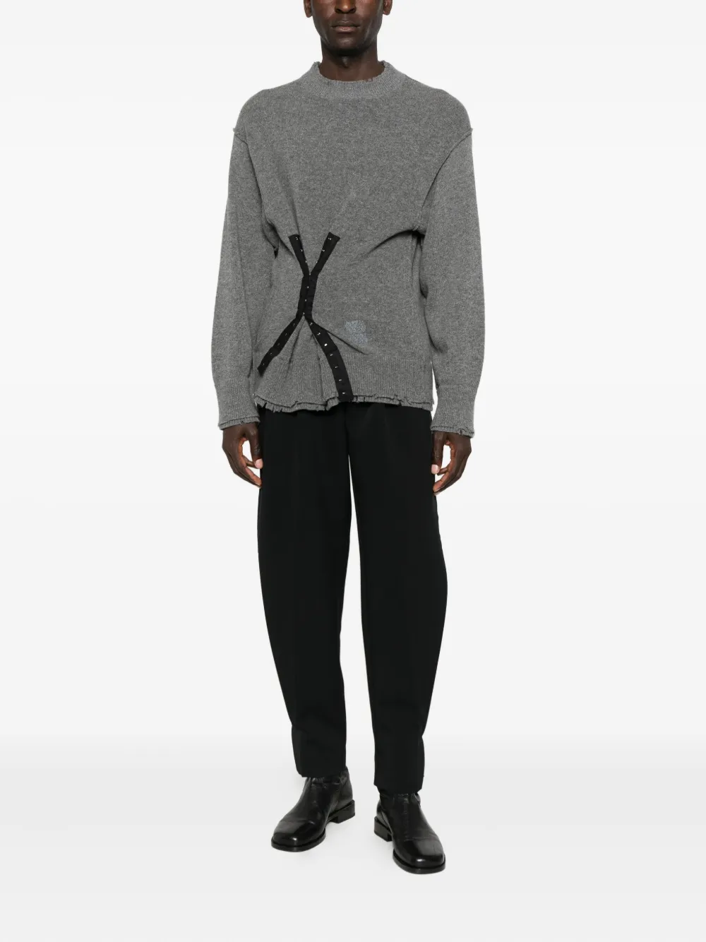 FEDERICO CINA button-embellished frayed sweater - Grijs
