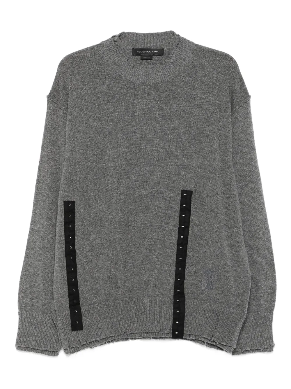 FEDERICO CINA button-embellished frayed sweater | Grey | Image 1