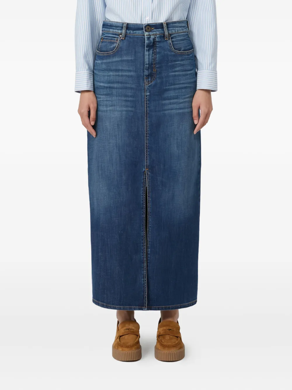 Weekend Max Mara Zarelia denim midi-rok Blauw