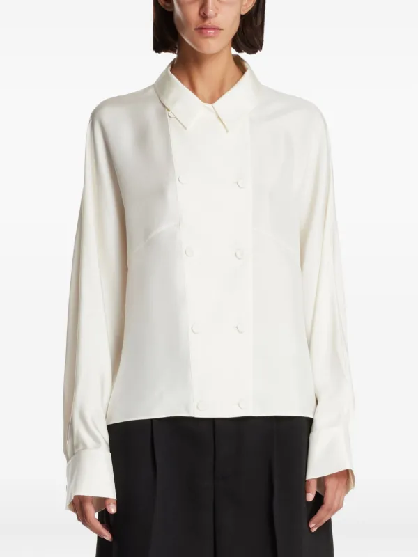 Róhe Double-breasted Blouse in White