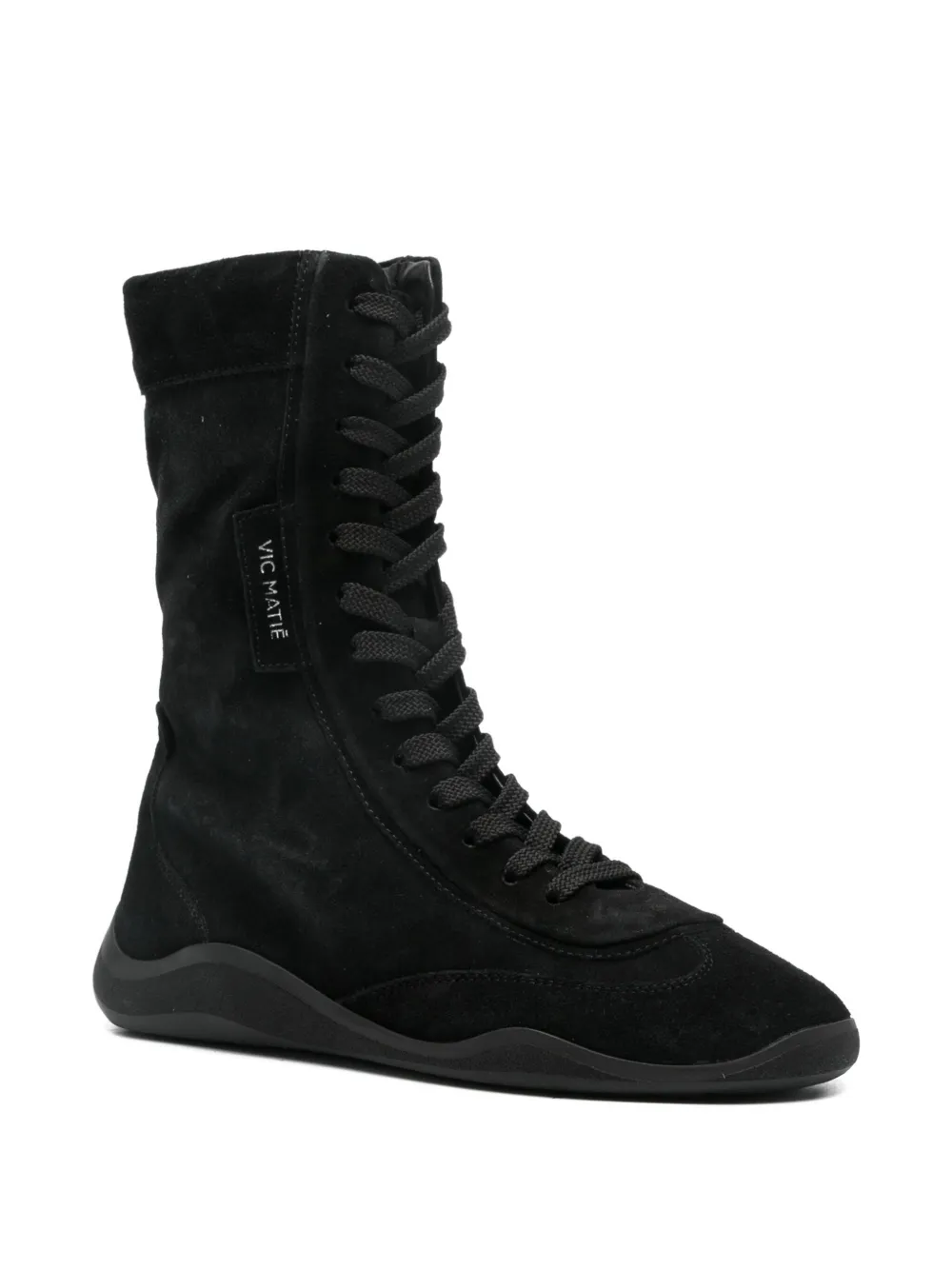Vic Matie Lace-up Suede Boots In Black