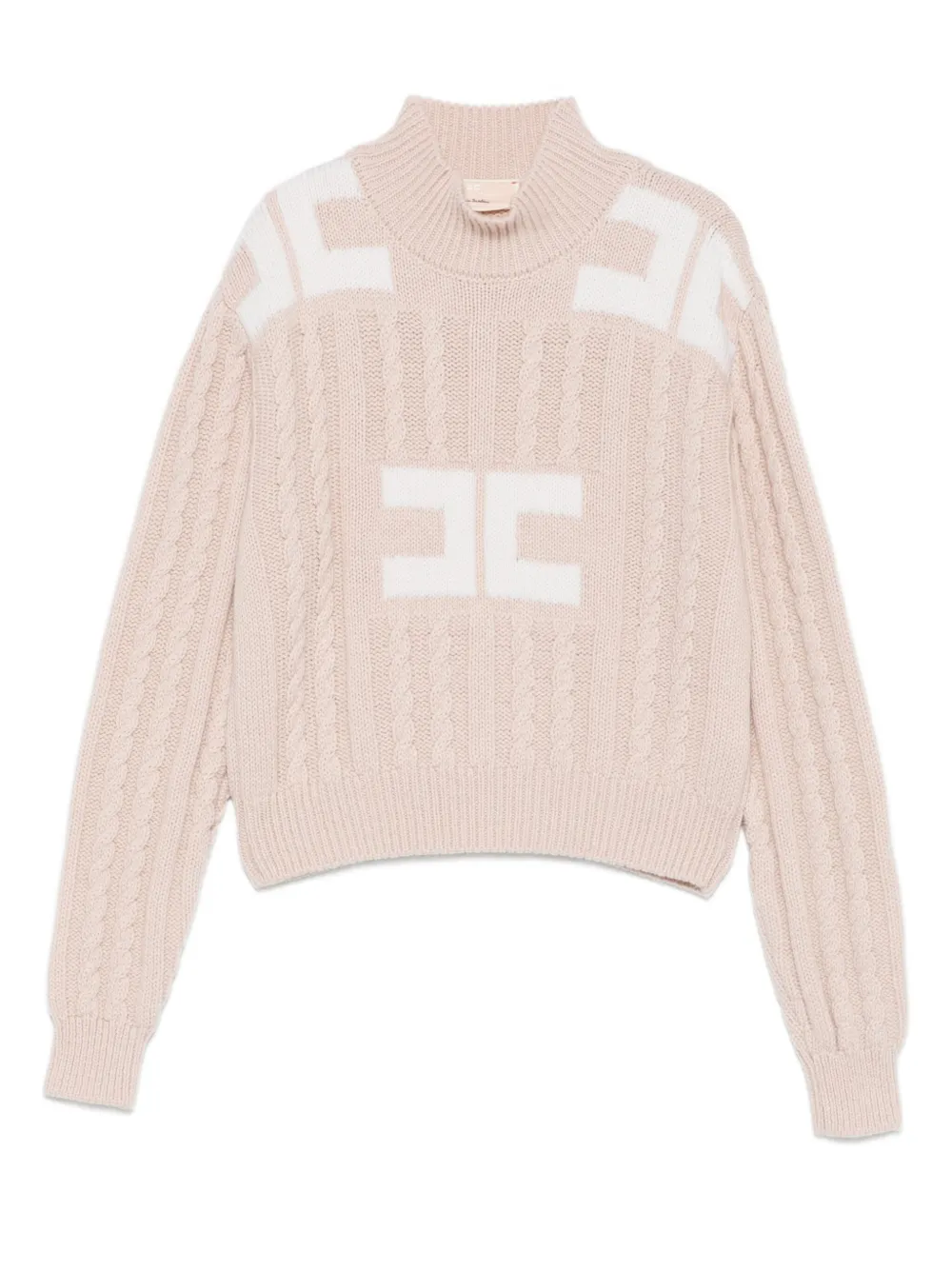Elisabetta Franchi La Mia Bambina cable-knit logo sweater | Pink | Image 1