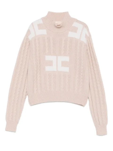 Elisabetta Franchi La Mia Bambina cable-knit logo sweater
