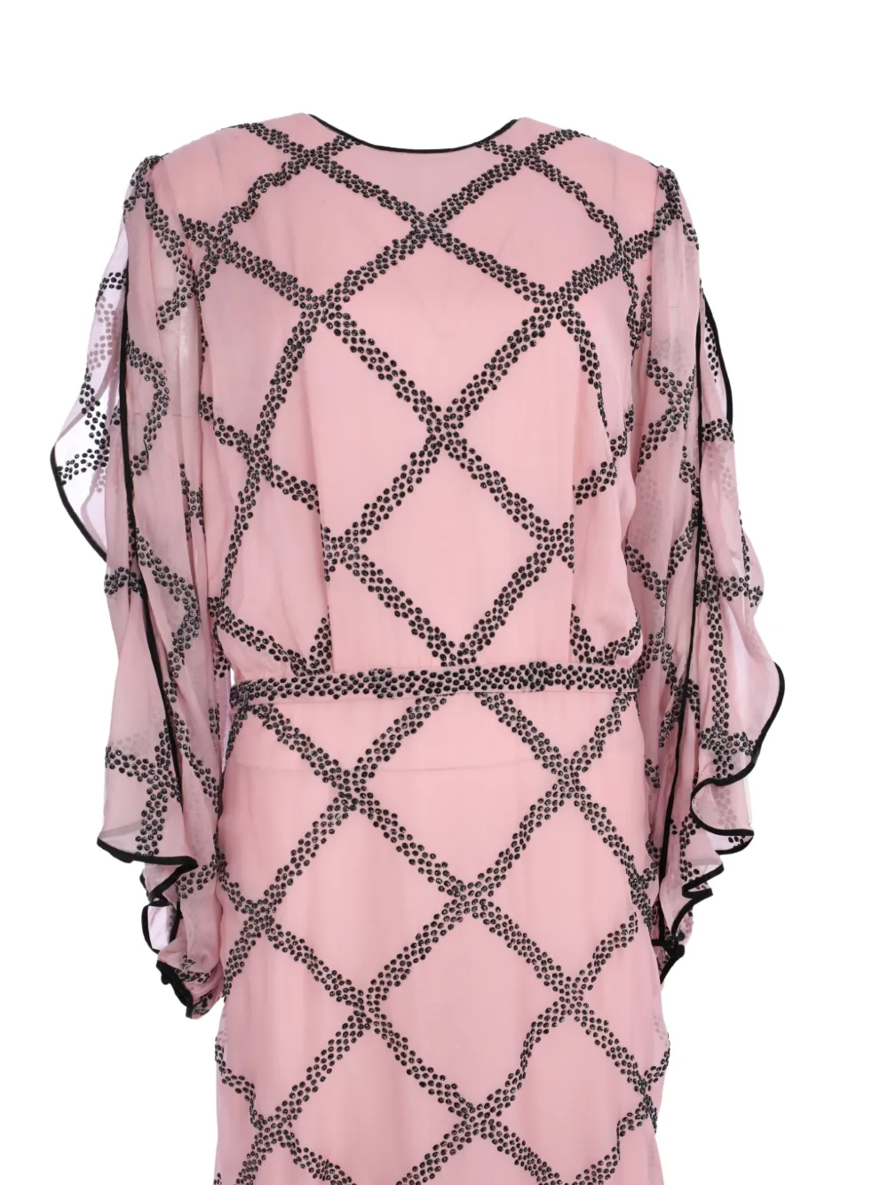 Costarellos Glitter-trimmed Silk Gown In Pink
