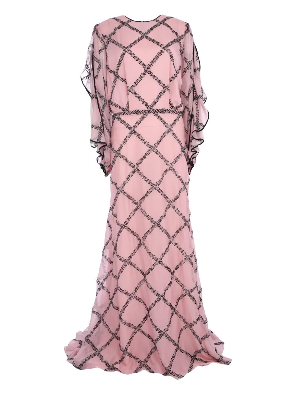 Costarellos glitter-trimmed silk gown - ピンク Costarellos glitter-trimmed silk gown - ピンク