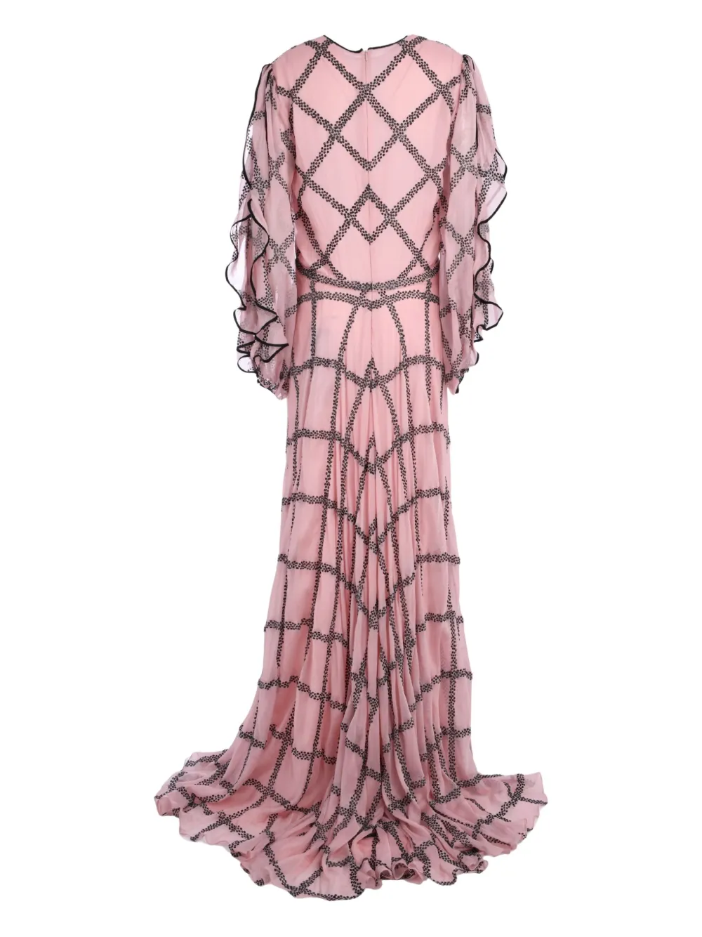 Costarellos glitter-trimmed silk gown - Roze