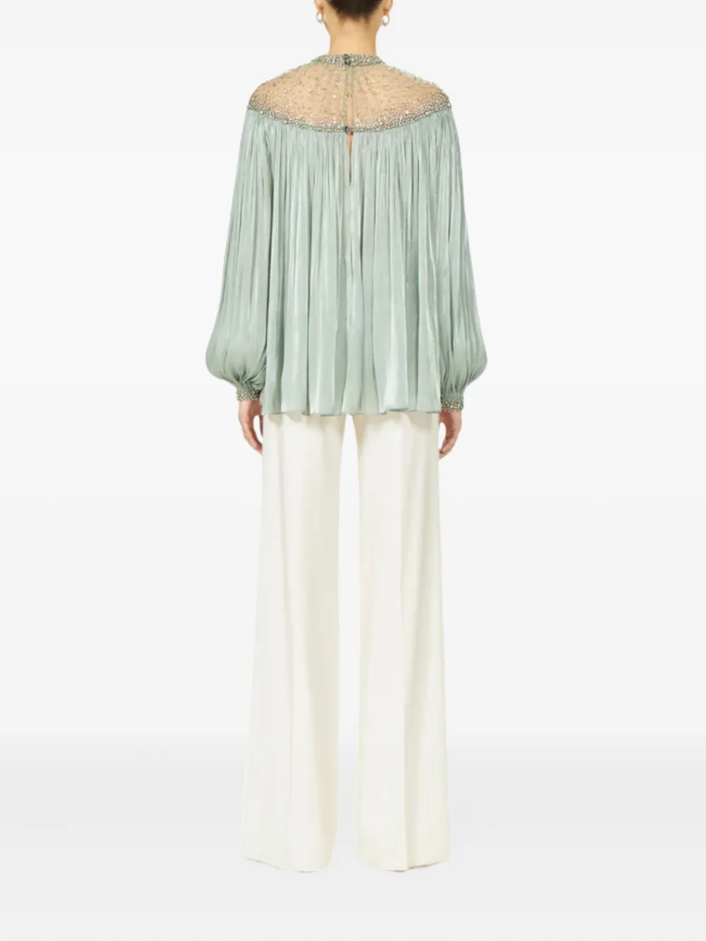 Costarellos Timea Crystal-embellished Blouse In Green