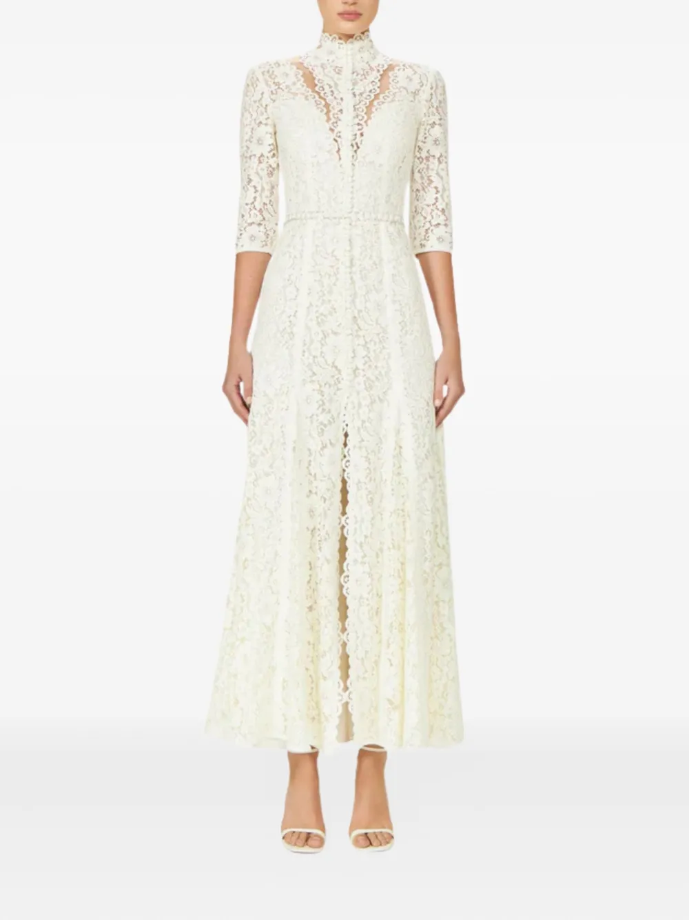 Costarellos Junia illusion-neckline maxi dress - ニュートラル Costarellos Junia illusion-neckline maxi dress - ニュートラル
