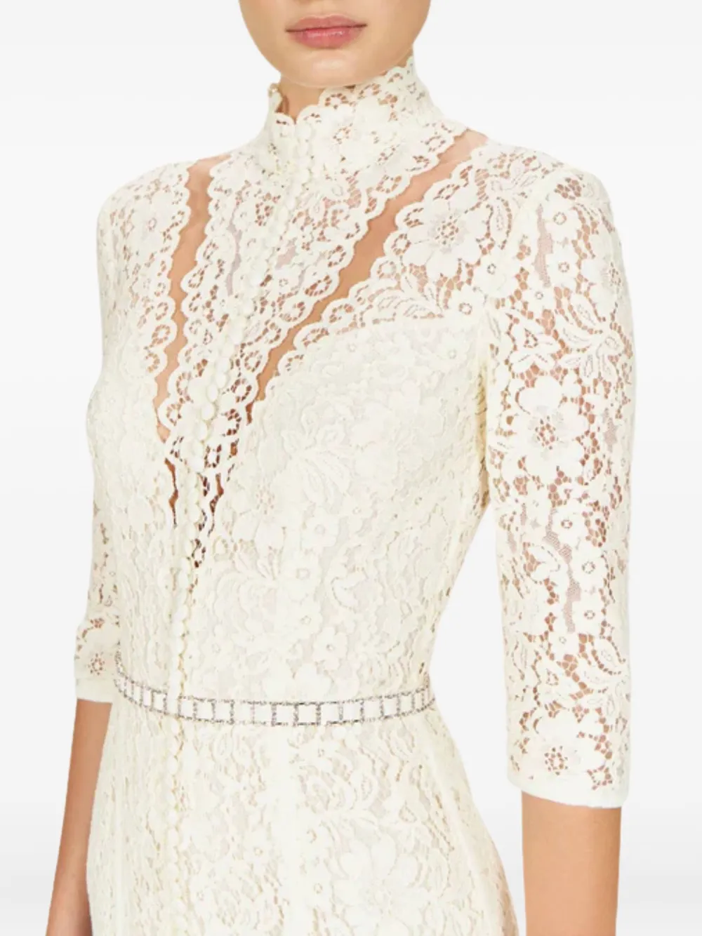 Costarellos Junia maxi-jurk met illusie hals Beige