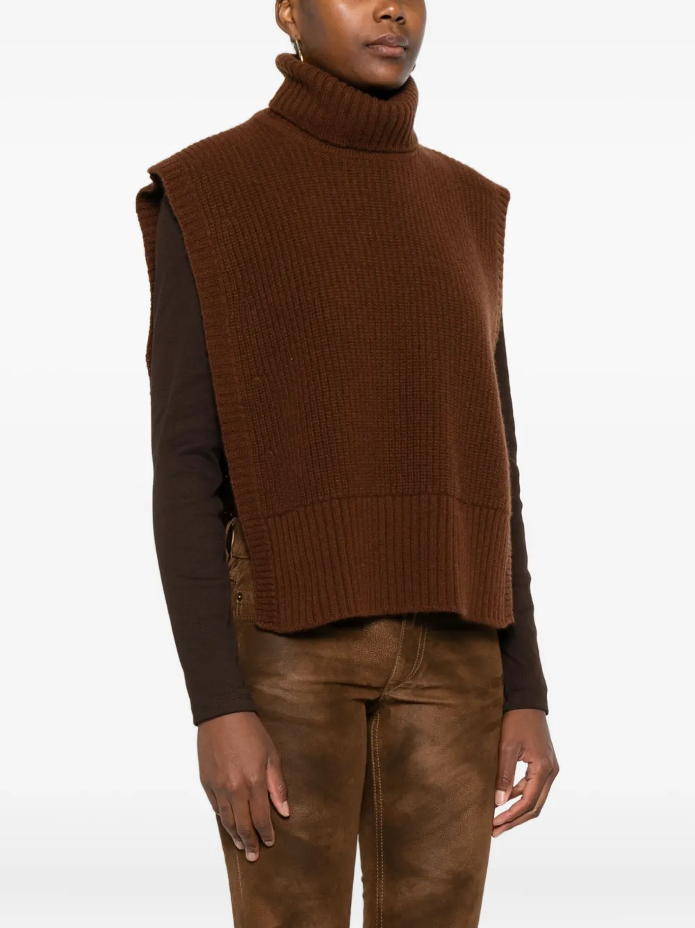 Davantino Turtleneck Top In Brown