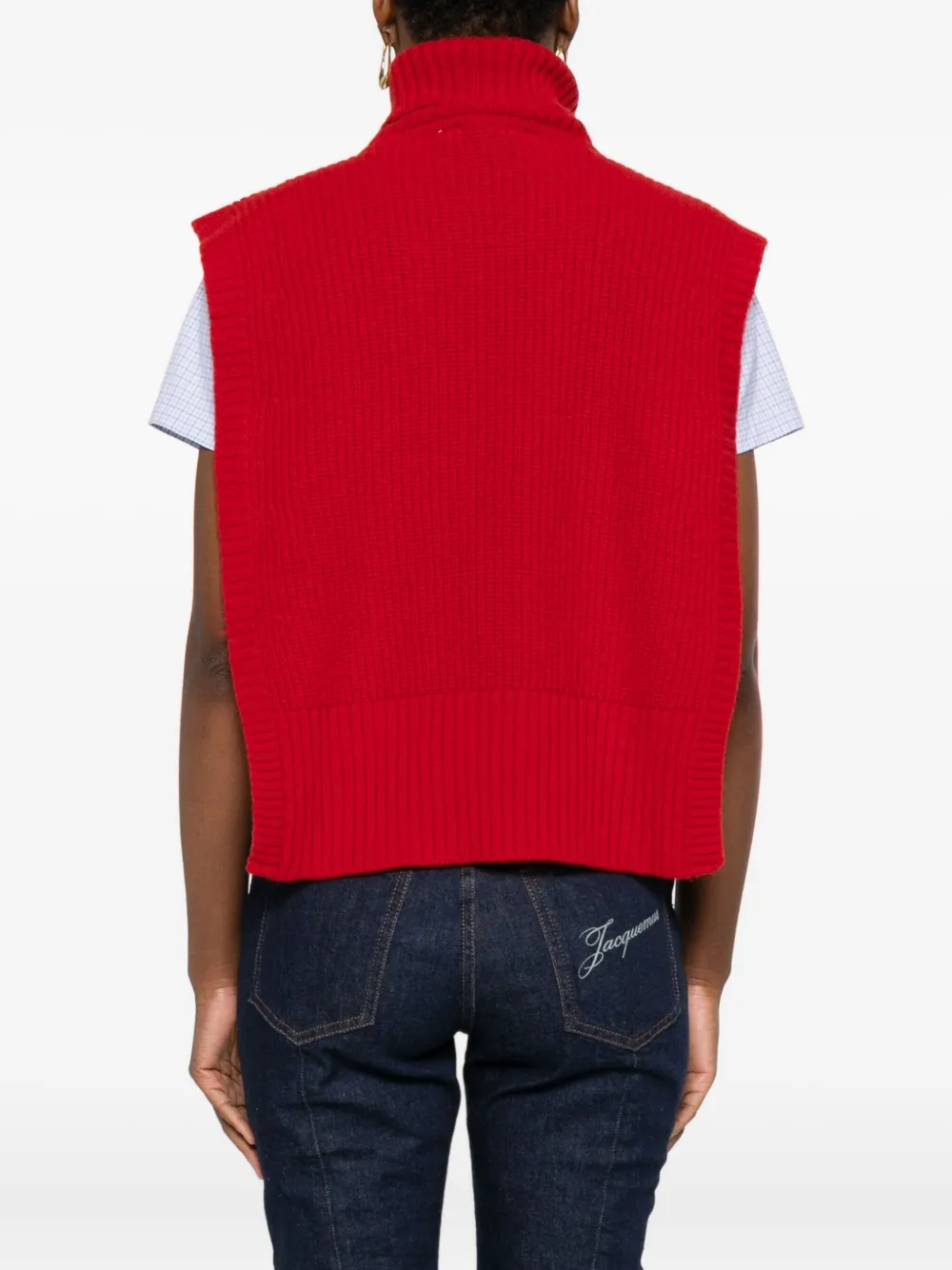 Davantino Turtleneck Sleeveless Wool Sweater In Red