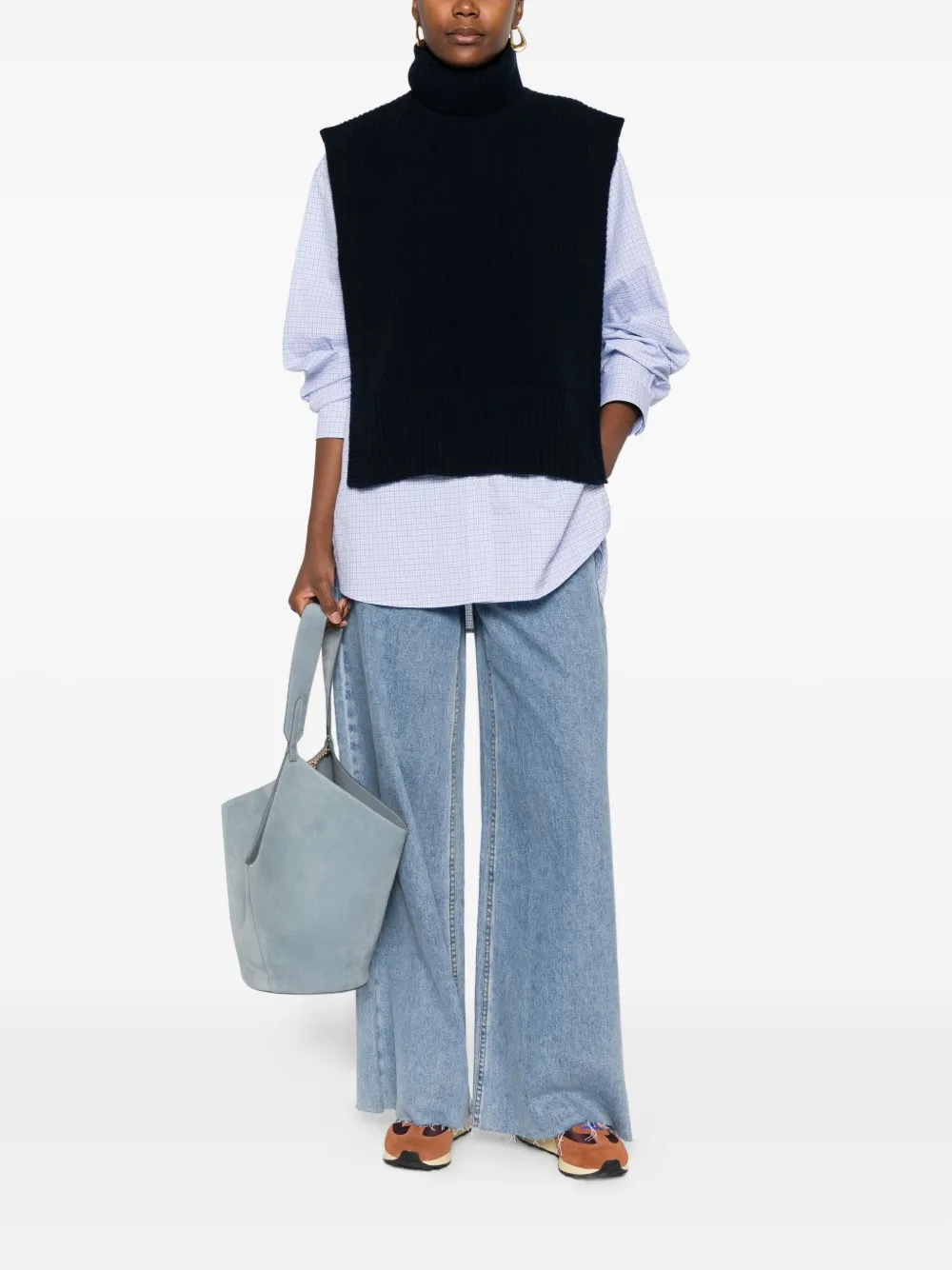 Davantino Turtleneck Sleeveless Vest In Blue