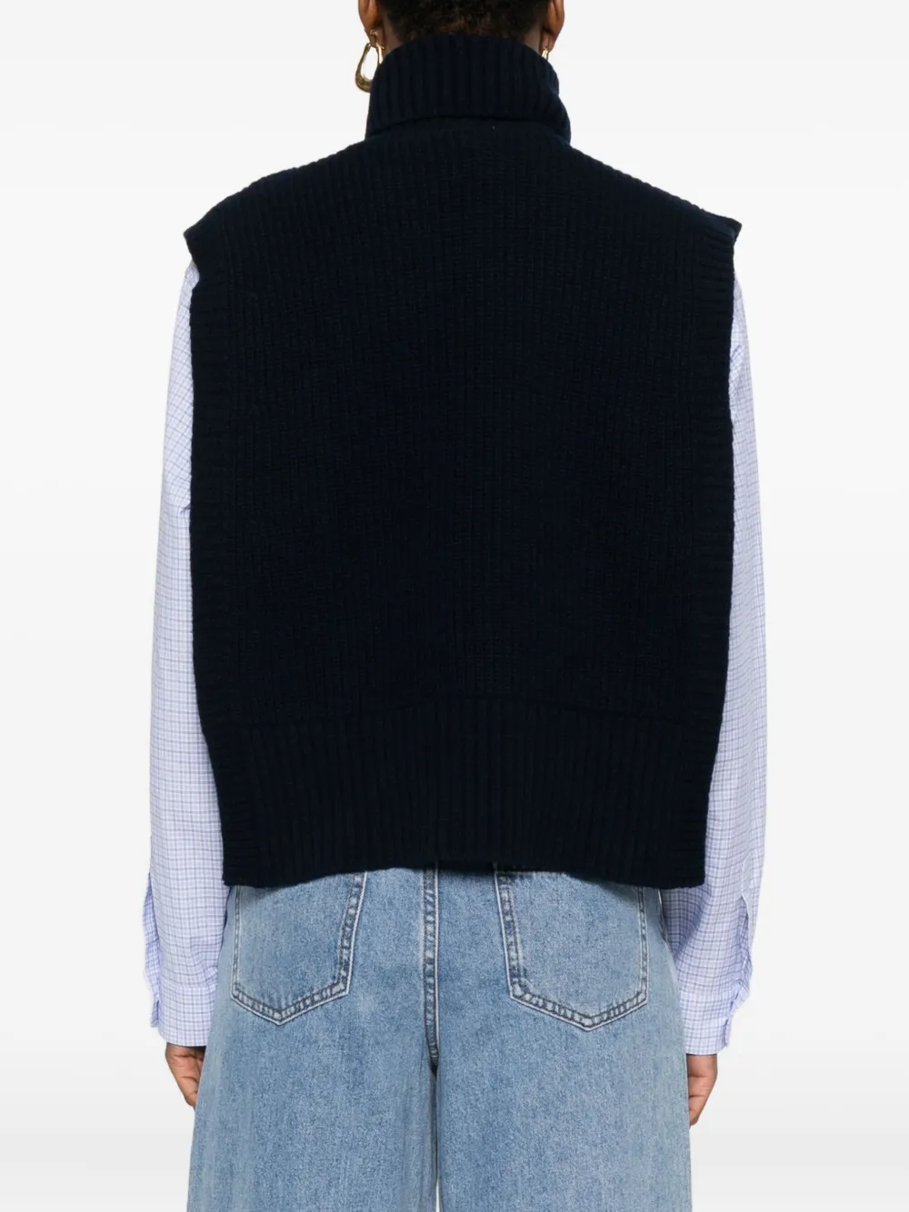 Davantino Turtleneck Sleeveless Vest In Blue