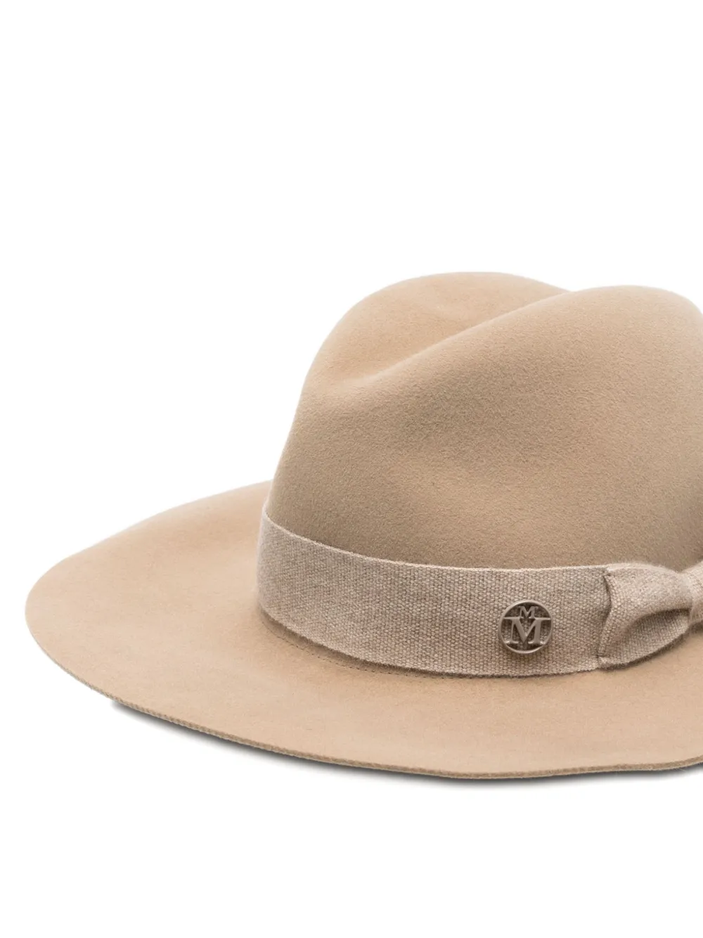 Maison Michel Vilten hoed met strikdetail BEIGE
