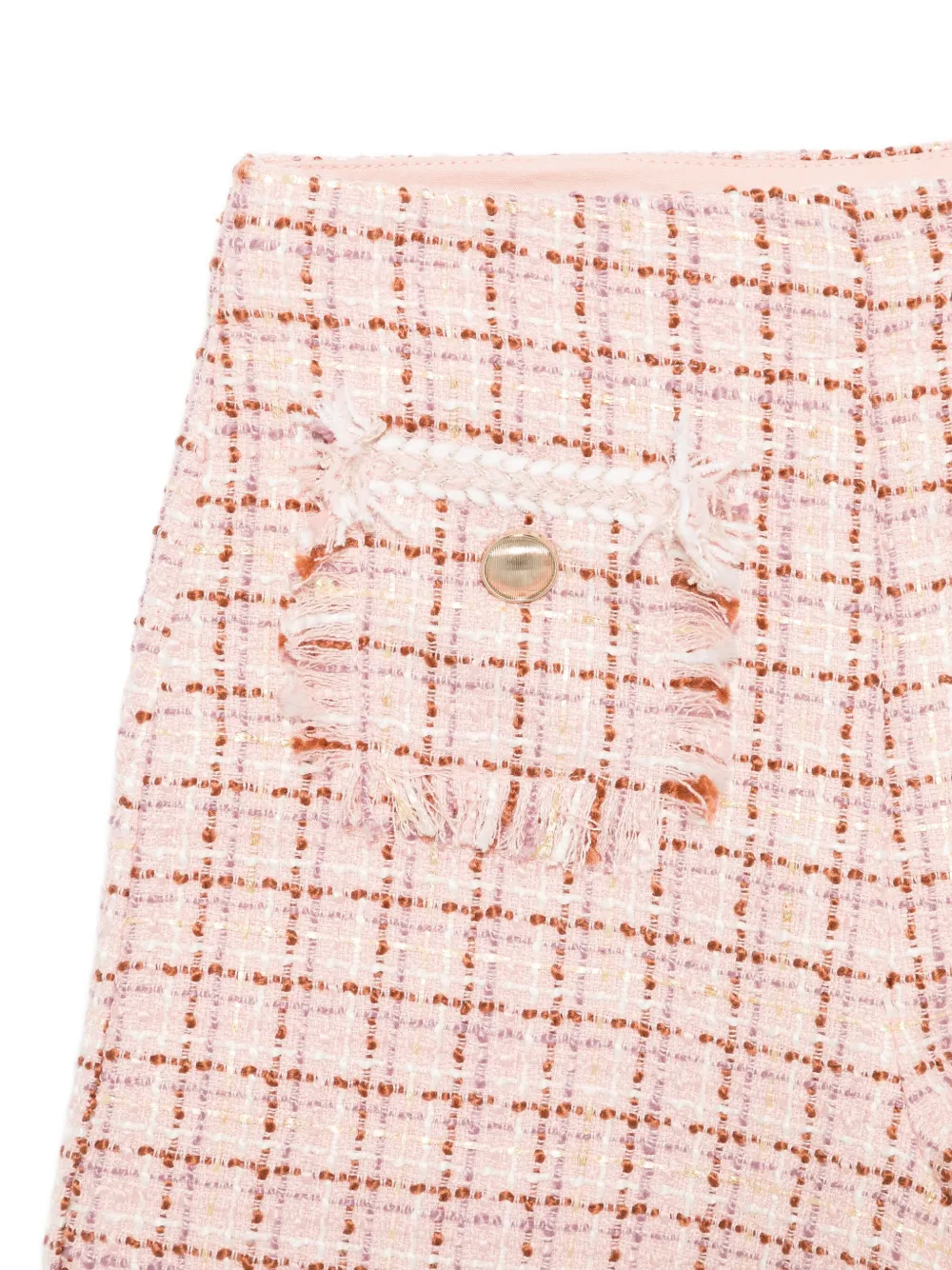 Abel & Lula Tweed-check Fringed Tracksuit (set Of Two) In Neutral