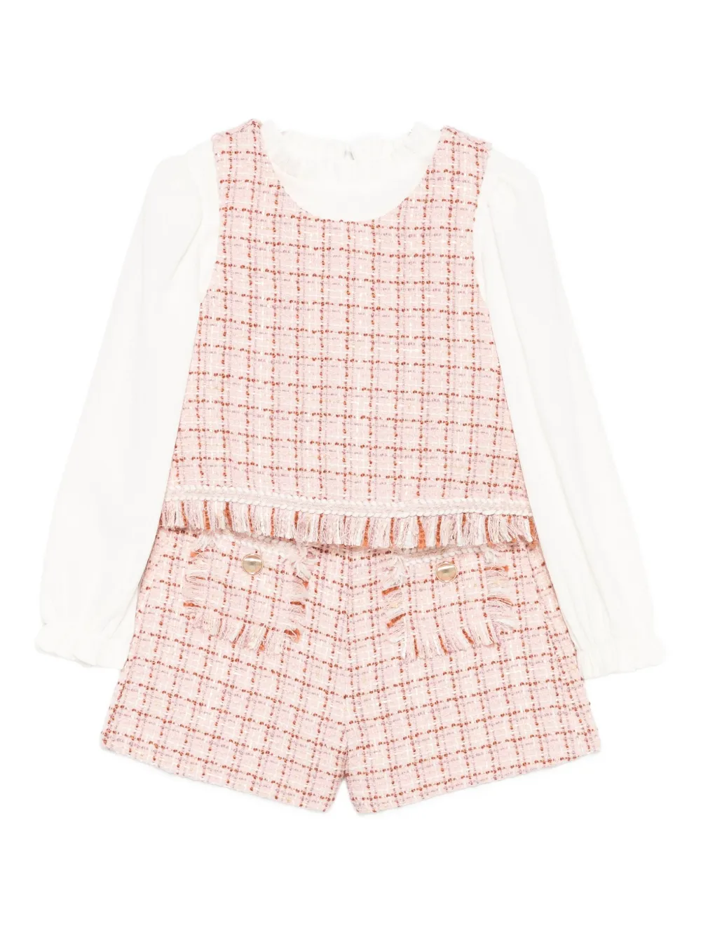 Abel & Lula tweed-check fringed tracksuit (set of two) | Pink | Image 1