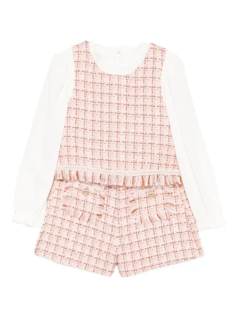 Abel & Lula tweed-check fringed tracksuit (set of two)