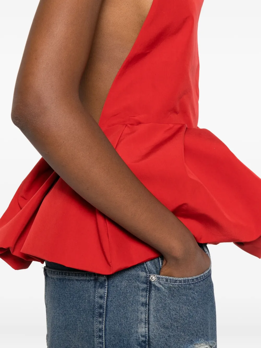 Magda Butrym Halterneck Peplum Top In Red